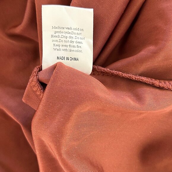 Zomva Maxi Dress Faux Wrap Velvet Ruched Plus Size 2X Burnt Orange Long Sleeve - Picture 8 of 8